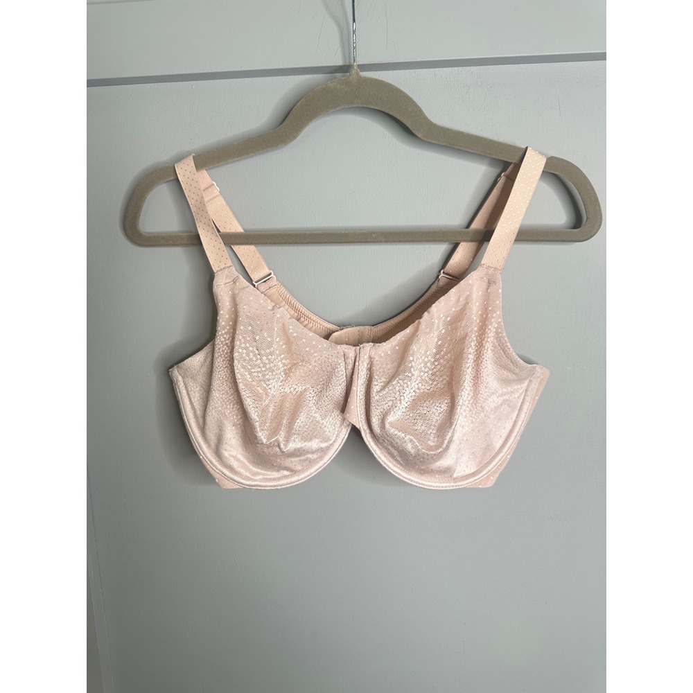 Wacoal 855303 Retro Chic Full Figure Underwire Bra 36DDD‎ Pink Nude Lace Mesh